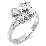 Butterfly Engagement CZ Silver Ring - size 5