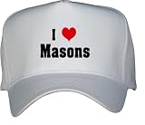 Thumbnail image for I Love/Heart Masons White Hat / Baseball Cap
