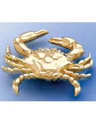 14k Gold Charm Blue Crab Slide