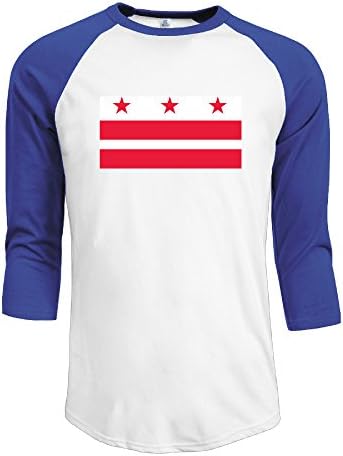 Texhood Men's Flag Of Washington D C Customized 100% Cotton 3/4 Sleeve Raglan Tee Shirt RoyalBlue XL