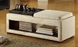 Armen Living Lc6019Bemfcr 6019 Cancun Double Tray Bench In Cream Micro Fiber