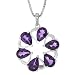 Sterling Silver Amethyst and Diamond-Accented Flower Pendant Necklace, 18"
