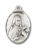 Sterling Silver St. Theresa Pendant with Sterling Silver Lite Curb Chain 18 inch