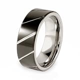Grooved Polished Black Plated Tungsten Carbide Ring (8 mm) - Sizes 8-13