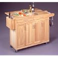 Wood Top Natural Kitchen Cart with Breakfast Bar