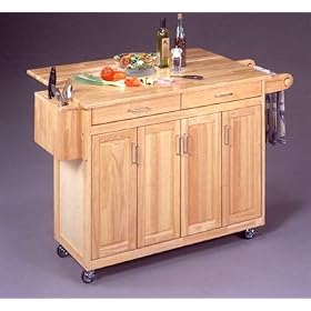 Wood Top Natural Kitchen Cart with Breakfast Bar by Home Styles