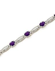 14kt Yellow Gold Oval Amethyst Bracelet.