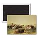 Buffalo Hunt, plate 7 from Catlin's North.. - 3x2 inch Fridge Magnet - large magnetic button - Magnet