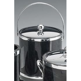 Kraftware 61268 Ebony Marble with Chrome 3 Quart Ice Bucket with Bale Handle, Bands and... by Kraftware