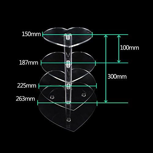 OurWarm 4 Tier Heart-Shaped Crystal Clear Circle Acrylic Cupcake Stand Wedding Birthday Display