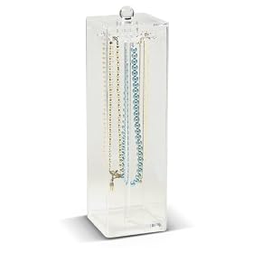 <b>Necklace Holder- 12 Necklace Hooks- Clear Acrylic</b>