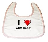 Baby Bib with I Love Abu Bakr (first name/surname/nickname) by Shopzeus