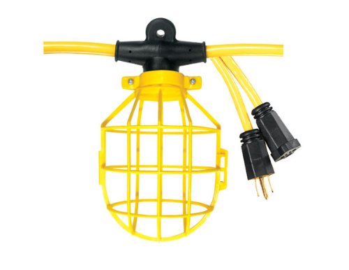 Voltec 08-00193 12/3 STW 5-Light Plastic Cage Light String, 50-Foot, Yellow