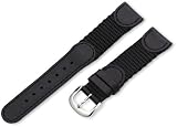 Hadley-Roma Men's MSM866RA 190 19-mm Black 'Swiss-Army' Style Nylon and Leather Watch Strap