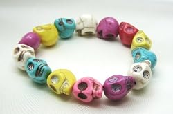 Rockabilly Punk Rock rainbow Turquoise skull bracelet