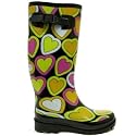 Ladies Black Love Heart Wellies Wellington Boots
