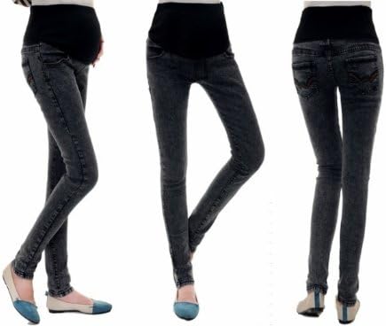 Maternity Jeans Belly Pants Denim Pencil Pants Jeans Trousers Capris Skinny Leggings Pregnant Legging Black Color (Size XL)