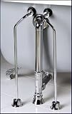 Complete Chrome Add-on Shower Combo Set for Clawfoot Tub - Faucet, Riser, Shower Rod, Drain, Lines