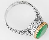 Vintage Style Ottoman Ring. 925 Oxidized Silver. Big Emerald Stone.