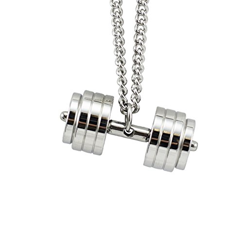 Men's Stainless Steel Stack Plate Dumbbell Necklace-Phil 4:13-"PAT"NO.D746,168
