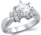 Solid 14k White Gold New Engagement Round Solitaire CZ Cubic Zirconia Ring 1.25 ct