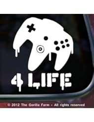 Home: FOR LIFE N64 Nintendo 64 Controller Decal Vinyl Bumper Sticker Laptop Window Car Wall WHITE - Gorilla Decals