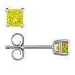 1/4 CT Princess Cut Yellow Diamond Stud Earrings 14k Gold