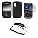 Black Silicone Gel Skin Cover Case + LCD Screen Protector + Rapid Car Charger for Blackberry Tour 9630 [Accessory Export Brand]