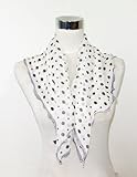 Georgette Black Dot Print on White with Ruffle Trim - Silk Square Scarf 34