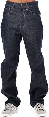 Mens Guys Awesome HipHop Raw Denim Thick Stitched Jeans Pants BZJ2 (32/32, Blue/Timber)