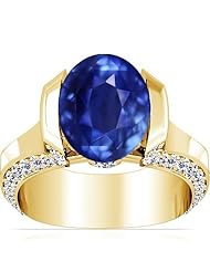 14K Yellow Gold Oval Cut Blue Sapphire Fana Designer Ring