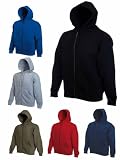 Mens Full Zip Hooded Sweatshirt Jackets Sizes XS to 3XL - HOODIE WORK CASUAL SPORT