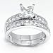 Solid Sterling Silver Cubic Zirconia Rhodium Plated 2 Piece Wedding Ring with Channel Set Princess Cut Cubic Zirconia Stones & a Square Center Stone