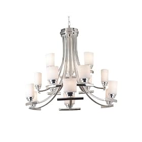 Bow 15 light Chandelier, WHT OPAL GLASS, POLISHED NICKEL by Home Decorators Collection
