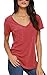 ECOWISH Women's Short Sleeve Casual V-Neck Loose Top Pocket T-Shirt Blouse