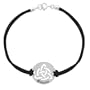 Sterling Silver "Slainte" Celtic Black Cord Bracelet, 7.5"