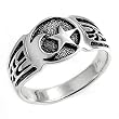 Sterling Silver Ring - Moon and Star - 4mm Band Width - 12mm Face Height - Sizes: 8-15