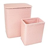 Junenile Wicker Hamper and Wastebasket-Nested Set Color - Black