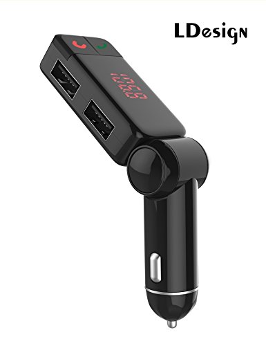 Bluetooth FM Transmitter, LDesign Wireless In-Car FM Transmitter Radio Stereo Adapter with Dual USB Charging, Hands-Free Calling for iPhone 6/6s Plus Samsung HTC LG or Other Smartphone&Tablet