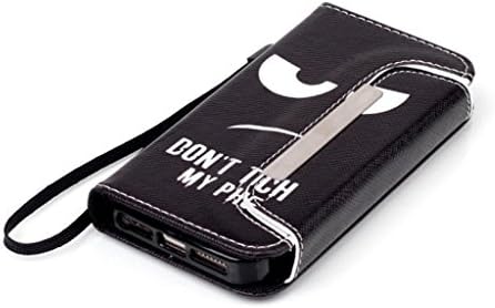 4S Case iPhone 4S Case Apple iPhone 4S Case,MOUSE Monster Don't Touch My Phone Pattern Leather [Handbag Function] Magnetic Detachable Folio Wallet Case Cover for Apple iPhone 4S