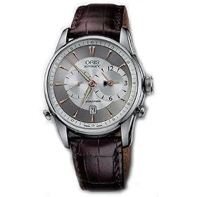 Oris Artelier Worldtimer Brown Calf Skin Mens Watch 690-7581-4051LS