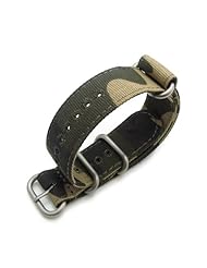 22mm MiLTAT Canvas G10 military watch strap, military color with lockstitch round hole, Camo