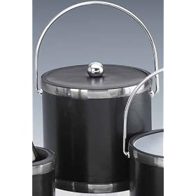 Kraftware 50261 Sophisticates Black with Brushed Pewter 3 Quart Ice Bucket with Bale... by Kraftware