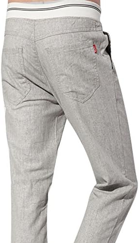 Your Gallery Men's Textured Natural Linen Drawstring Pant with Elastic Waistband, light grey 3XL