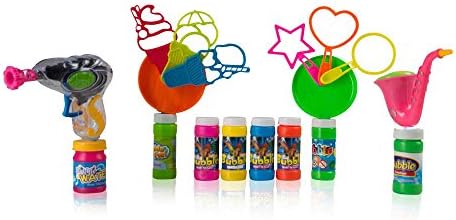 16 Piece Assorted Blow Bubbles &amp; Accessories Fun Set for Kids