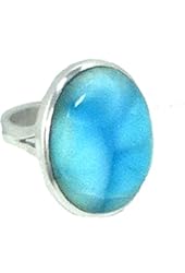 Larimar Healing Stone Oval Sterling Silver Ring