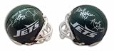 New York Jets Mini Helmet Autographed/Hand Signed by the Four Members of the ''Sack Exchange'' Mark