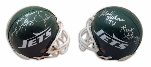 New York Jets Mini Helmet Autographed/Hand Signed by the Four Members of the ''Sack Exchange'' Mark