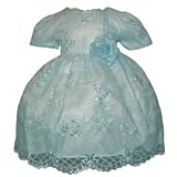 Girls Toddler Easter Dress - Embroidered Organza w/ Blue Pearl Beads (12M - 3T) NEW