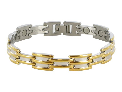 10 MM Stainless Steel Two Tone Magnetic Bracelet 8.75″